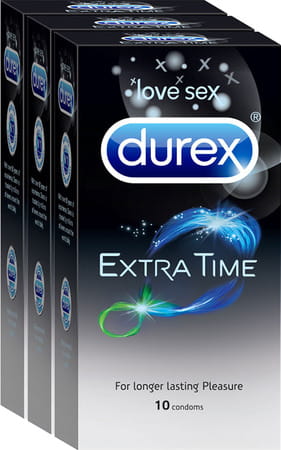 Durex Extra Time Condoms- 10 Count (Pack Of 3)