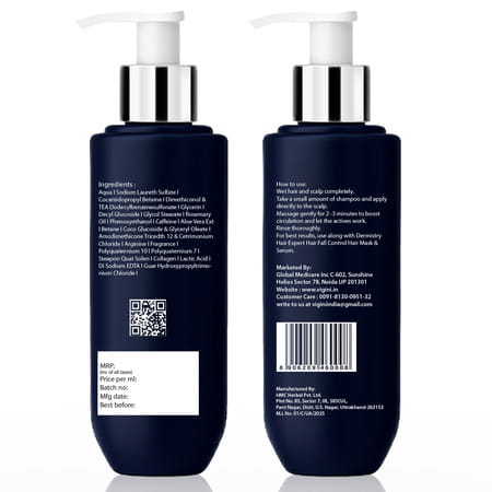 Dermistry Dry Frizzy Hair Ceramides Hyaluronic Acid Shampoo For Smoothening Frizz Control - 200ml