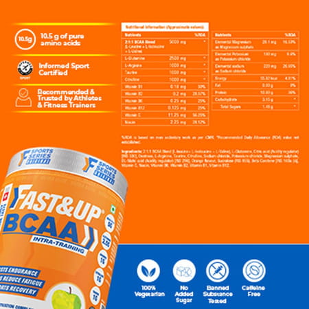 Fast&Up Bcaa Intra - Training - Advanced Intra-Training (450 Gms, 30 Servings, Green Apple Flavour)
