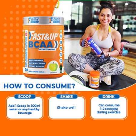 Fast&Up Bcaa Intra - Training - Advanced Intra-Training (450 Gms, 30 Servings, Green Apple Flavour)
