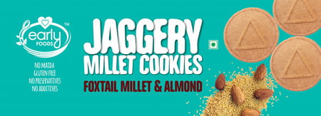 Early Foods Pack Of 2 - Foxtail Millet & Almond Jaggery Cookies 150G X 2