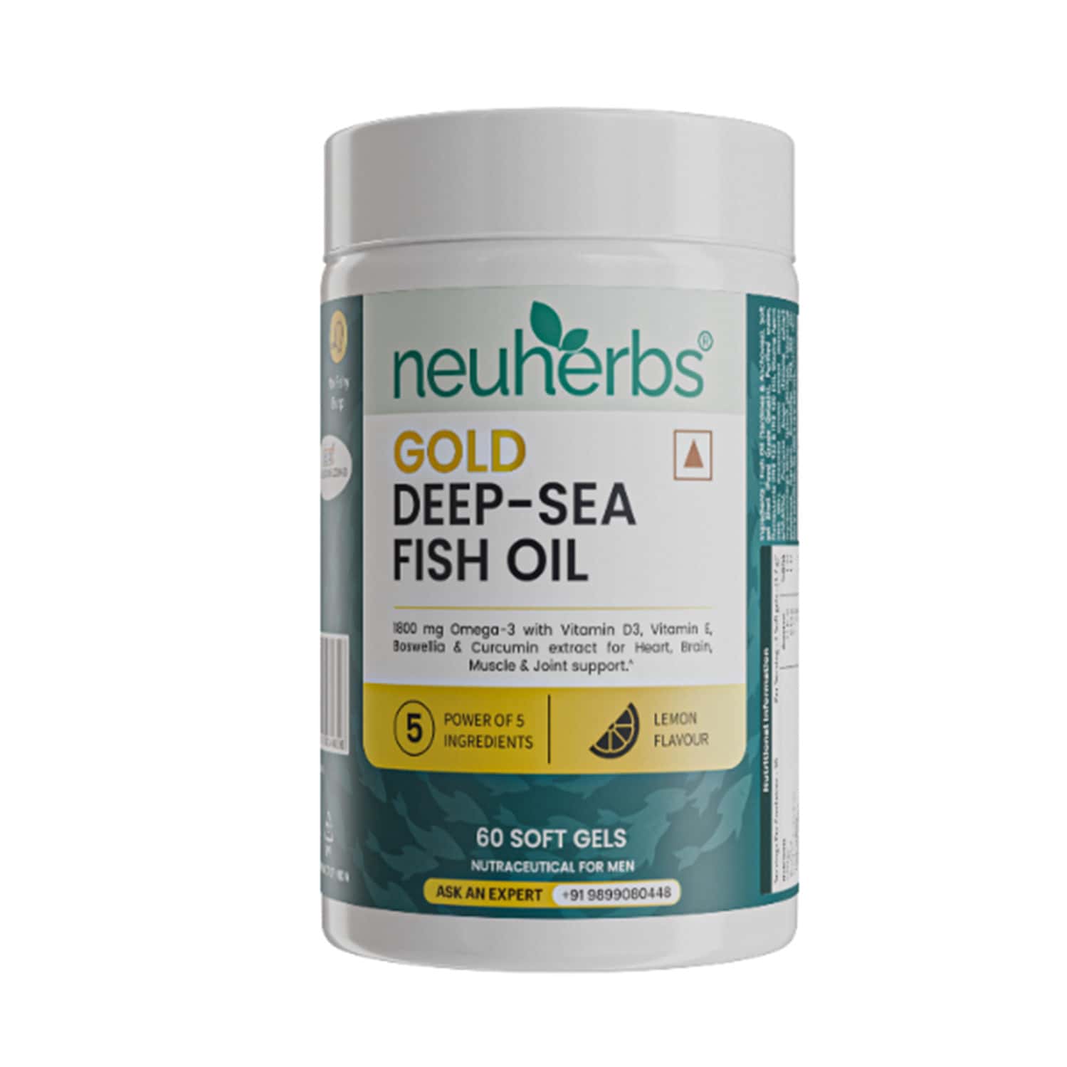 Neuherbs Gold Deep Sea 6x Omega 3 Fish Oil Capsules | Epa - 1080mg & Dha - 720mg | 60 Softgels