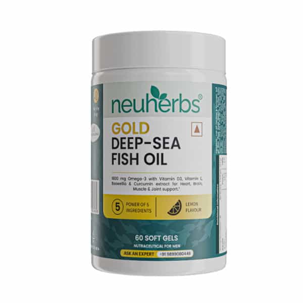 Neuherbs Gold Deep Sea 6X Omega 3 Fish Oil Capsules | Epa - 1080Mg & Dha - 720Mg | 60 Softgels