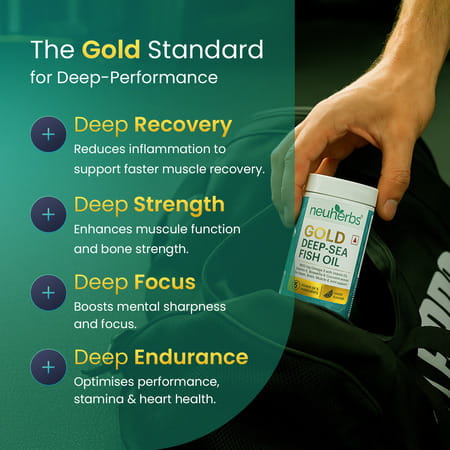Neuherbs Gold Deep Sea 6x Omega 3 Fish Oil Capsules | Epa - 1080mg & Dha - 720mg | 60 Softgels