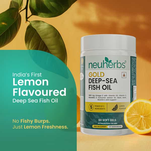 Neuherbs Gold Deep Sea 6X Omega 3 Fish Oil Capsules | Epa - 1080Mg & Dha - 720Mg | 60 Softgels