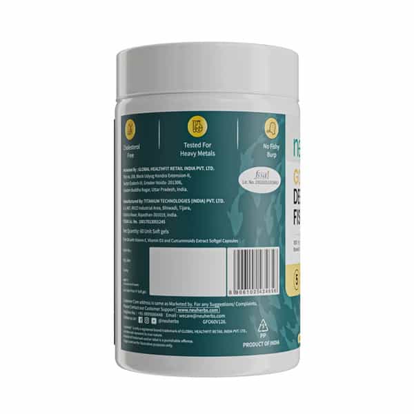 Neuherbs Gold Deep Sea 6X Omega 3 Fish Oil Capsules | Epa - 1080Mg & Dha - 720Mg | 60 Softgels