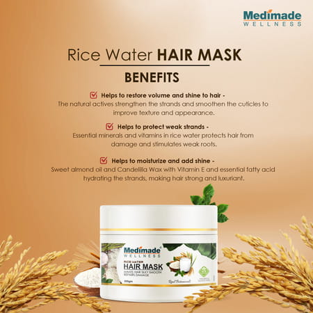 Medimade Rice Water Hair Mask- 200 Gm X 2 ( Pack Of 2 )
