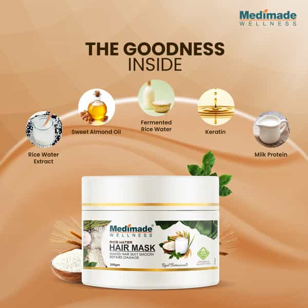 Medimade Rice Water Hair Mask- 200 Gm X 2 ( Pack Of 2 )