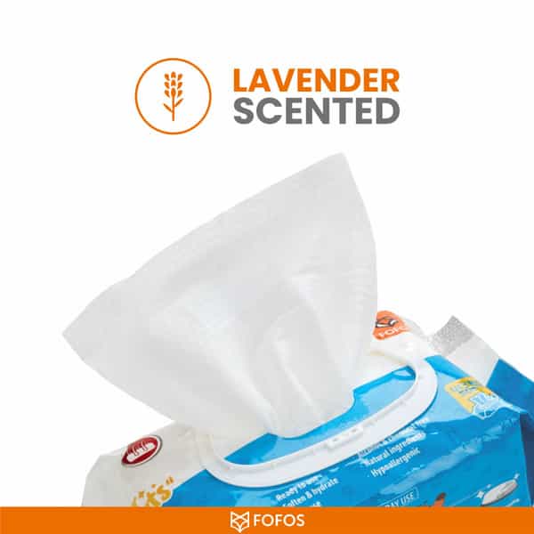 Fofos Pet Cleaning Wipes Lavender Scented - 80Pcs