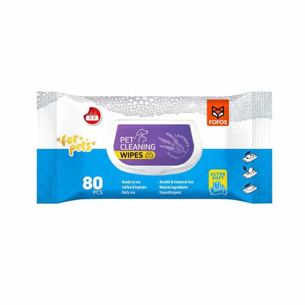 Fofos Pet Cleaning Wipes Lavender Scented - 80Pcs