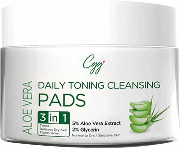 Cgg Cosmetics Aloe Vera Daily Toning Cleansing Pads 3-In-1 Tones- 50 Pads