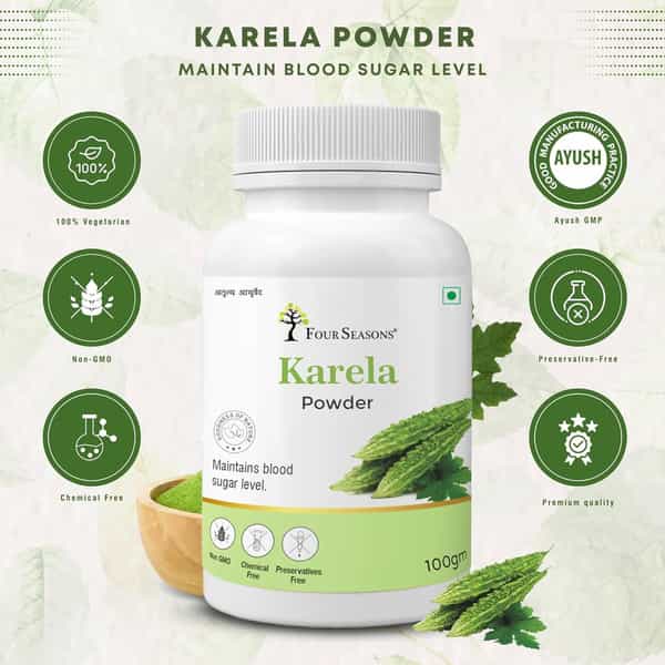 Four Seasons Karela Powder 100G | Diabetes Care & Cleanse Liver | Rich In Vitamins (Pack Of 3)