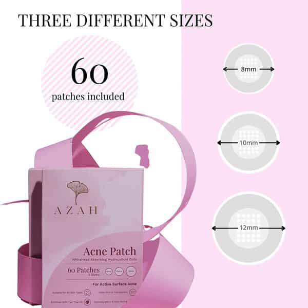 Azah Acne Patch|Transparent Hydrocolloid Patches Quick Acne|60 Patches Of 3 Sizes