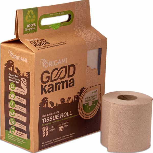 Origami Good Karma Bathroom Toilet Paper Roll 260 Pulls - 3Ply - 4In1 / Hygienic Tissue Rolls