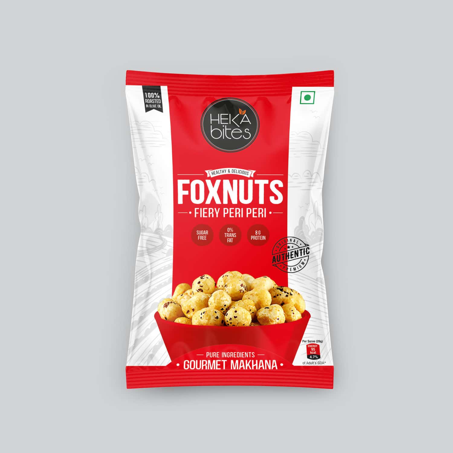 Buy FIERY PERI PERI ROASTED MAKHANA (PACK OF 5 X 50 G) Online & Get