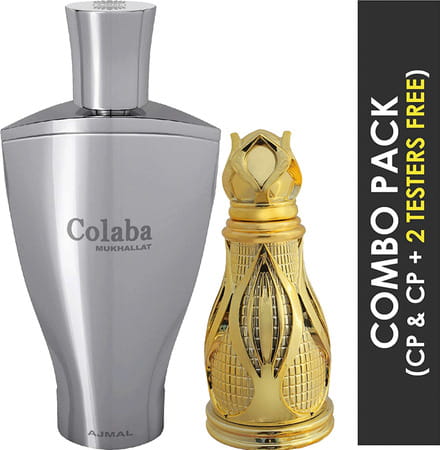 Ajmal Colaba Mukhallat 14ml & Khofooq Concentrated Perfume Oil Woody 18ml For Unisex +2 Parfum Free