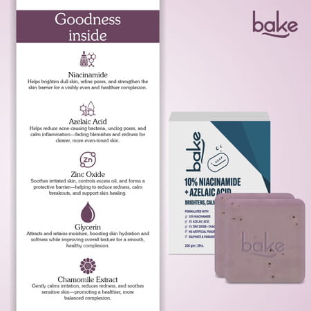 Bake 10% Niacinamide + 3% Azelaic Soap For Acne & Dark Spots (Pack Of 2)