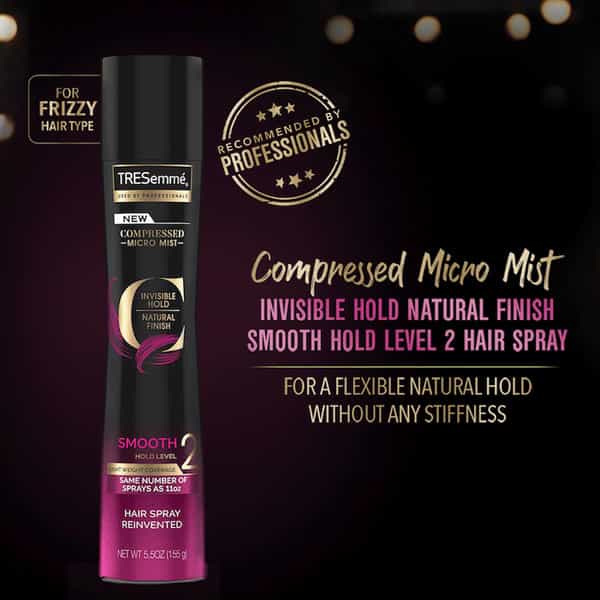 Tresemme Natural Finish Hair Styling Spray Compressed Micro Mist | Invisible Hold Level 2 | 155G