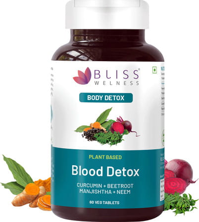 Bliss Welness Blood Detox Tablets|Acne & Pimple Control Supplement|For Men & Women- 60 Veg Tablets