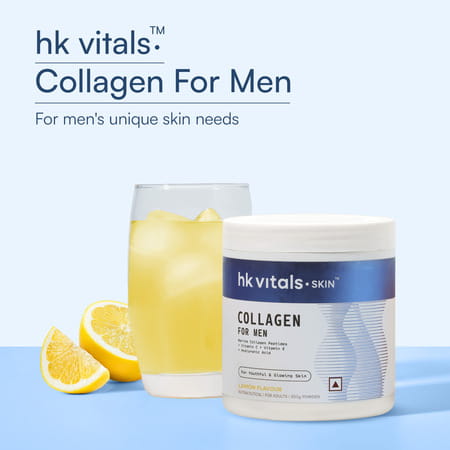 Hk Vitals Marine Collagen For Men Supplement (Lemon | 200g) | Vitamin C | E