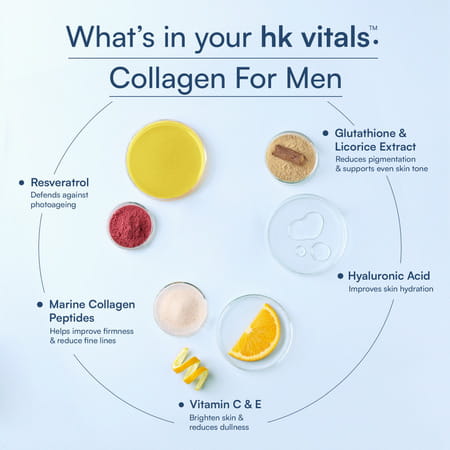 Hk Vitals Marine Collagen For Men Supplement (Lemon | 200g) | Vitamin C | E