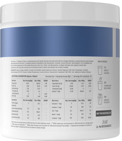 Hk Vitals Marine Collagen For Men Supplement (Lemon | 200g) | Vitamin C | E