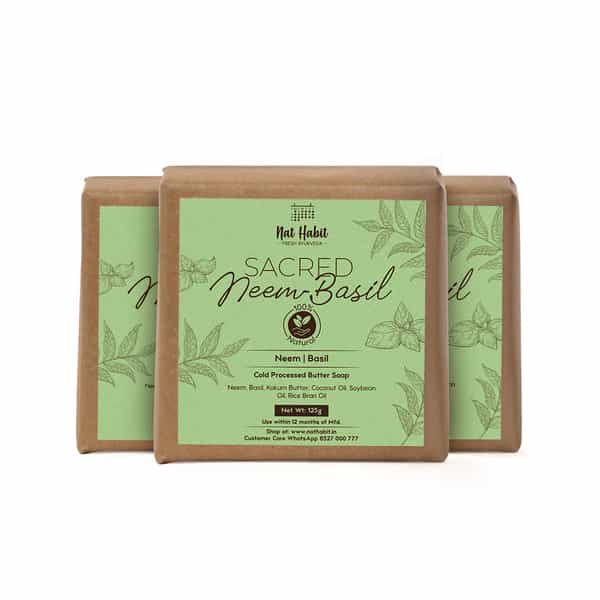Nat Habit Sacred Neem Soap - For Detoxifiaction & Acne Free Clear Skin (125G)