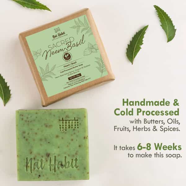 Nat Habit Sacred Neem Soap - For Detoxifiaction & Acne Free Clear Skin (125G)