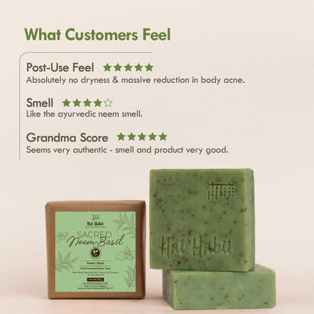 Nat Habit Sacred Neem Soap - For Detoxifiaction & Acne Free Clear Skin (125g)