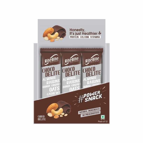 Ritebite Choco Delite Nutrition Bar (Pack Of 12) Box Of 480 G
