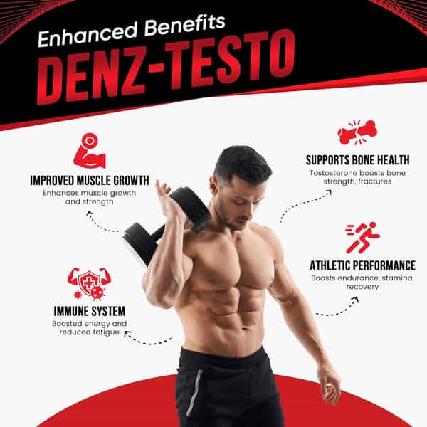 Denzour Nutrition Testosterone Supplement For Men - 1000Mg | L - Arginine & Herbal Blend 60 Capsules
