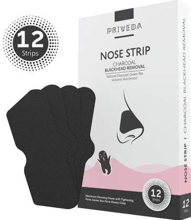 Priveda Charcoal Deep Cleansing Pore Nose Strips For Blackhead Removal (normal 12)
