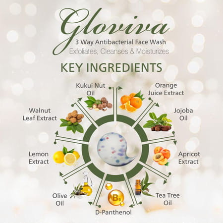 Gloviva 3 Way Antibacterial Face Wash 100 Ml | Salicylic Acid 0.5 % | Soap Free (Pack Of 1)