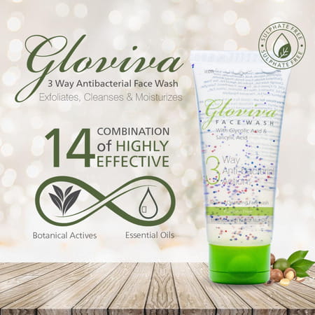 Gloviva 3 Way Antibacterial Face Wash 100 Ml | Salicylic Acid 0.5 % | Soap Free (Pack Of 1)