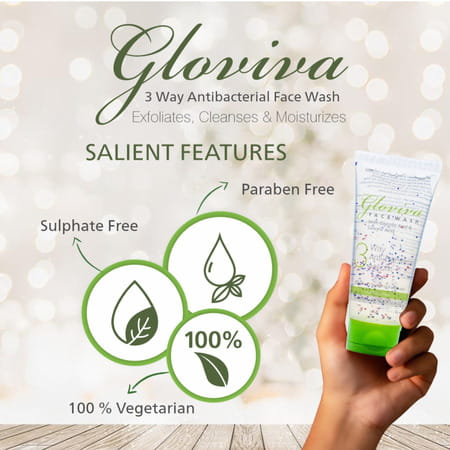 Gloviva 3 Way Antibacterial Face Wash 100 Ml | Salicylic Acid 0.5 % | Soap Free (Pack Of 1)