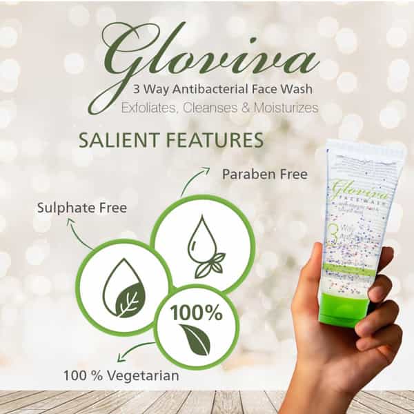 Gloviva 3 Way Antibacterial Face Wash 100 Ml | Salicylic Acid 0.5 % | Soap Free (Pack Of 1)