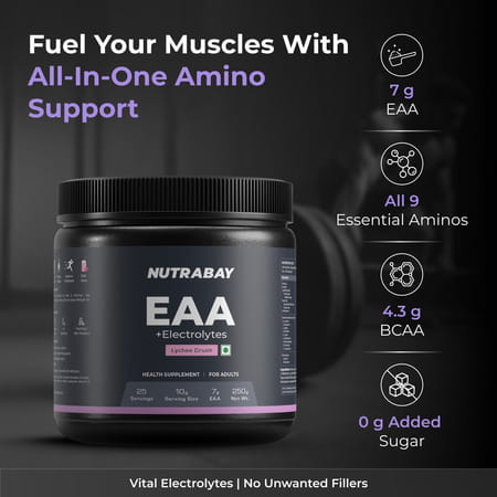 Nutrabay Pro Eaas With Electrolytes (Essential Amino Acids) Lychee Crush - 250G