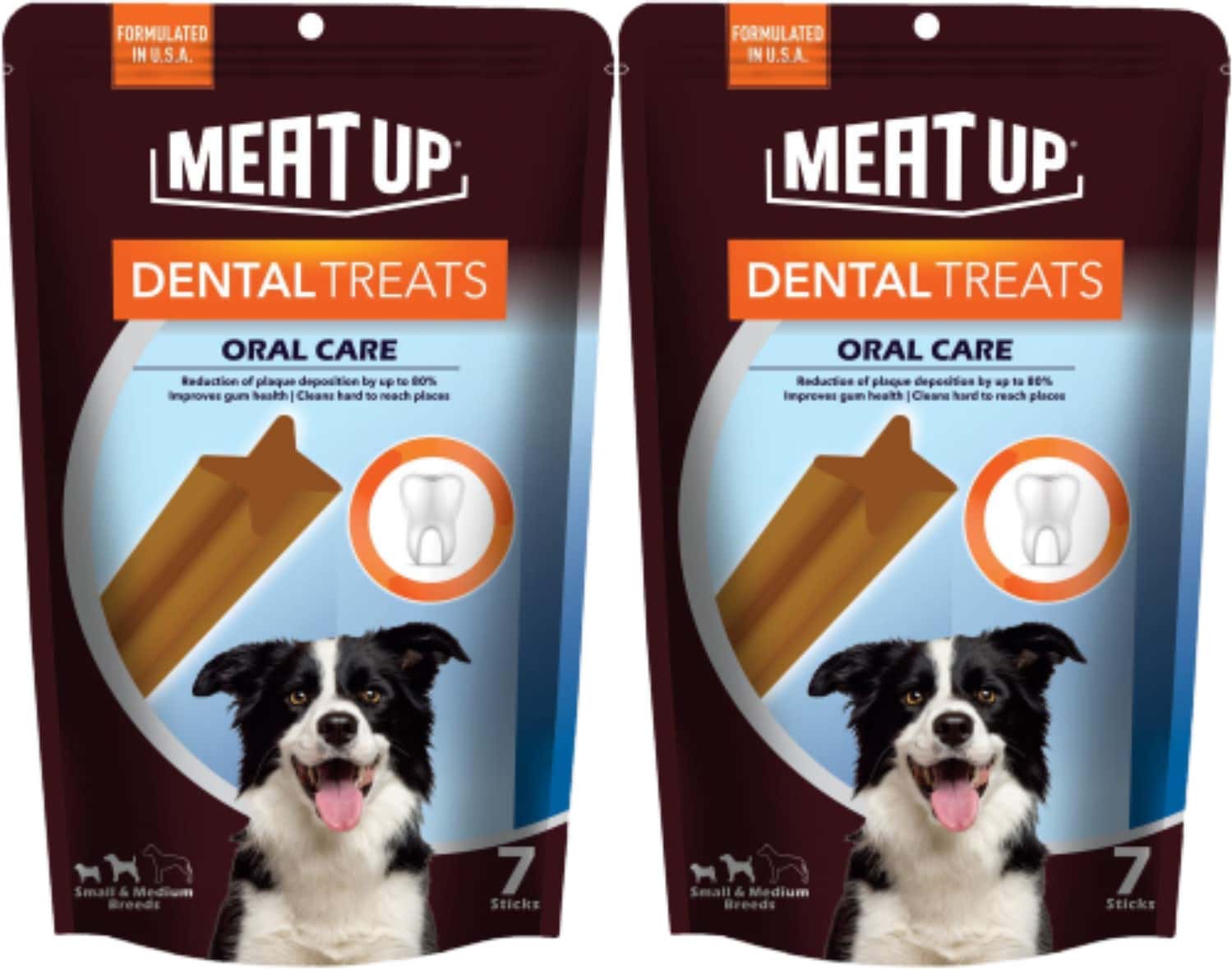 Meat Up Dog Treats Oral Care 7 Sticks 165g Total 330g Pack - All Life Stages