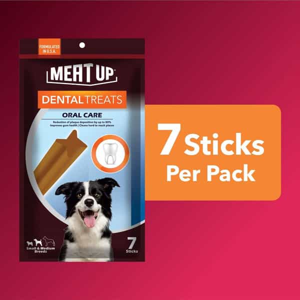 Meat Up Dog Treats Oral Care 7 Sticks 165G Total 330G Pack - All Life Stages