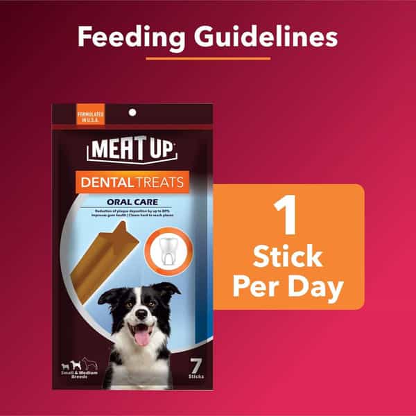Meat Up Dog Treats Oral Care 7 Sticks 165G Total 330G Pack - All Life Stages