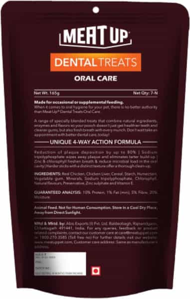 Meat Up Dog Treats Oral Care 7 Sticks 165G Total 330G Pack - All Life Stages