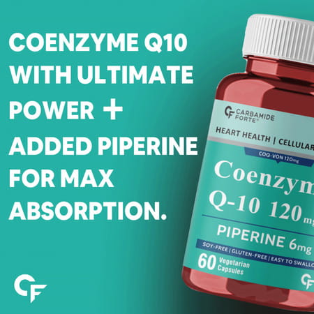 Carbamide Forte Coenzyme Q10 (Coq10) 120mg With Piperine 6mg Supports Heart Health 60 Capsules