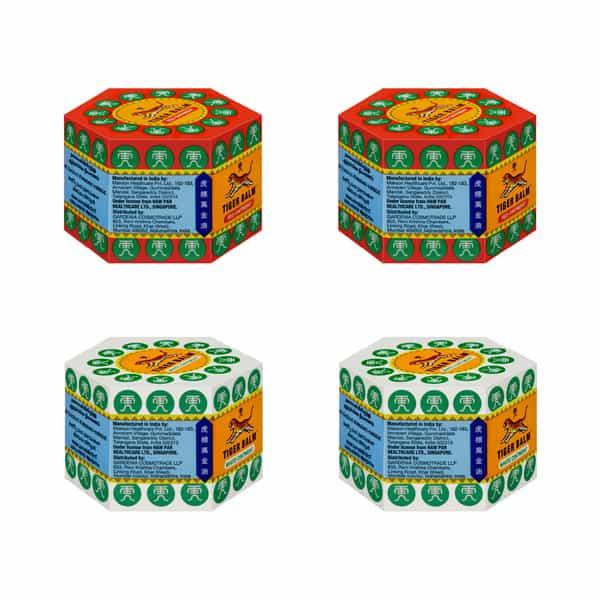 Tiger Balm Red & White Pain Relief Ointment Combo | 9Ml (Pack Of 4) 2 Red & 2 White