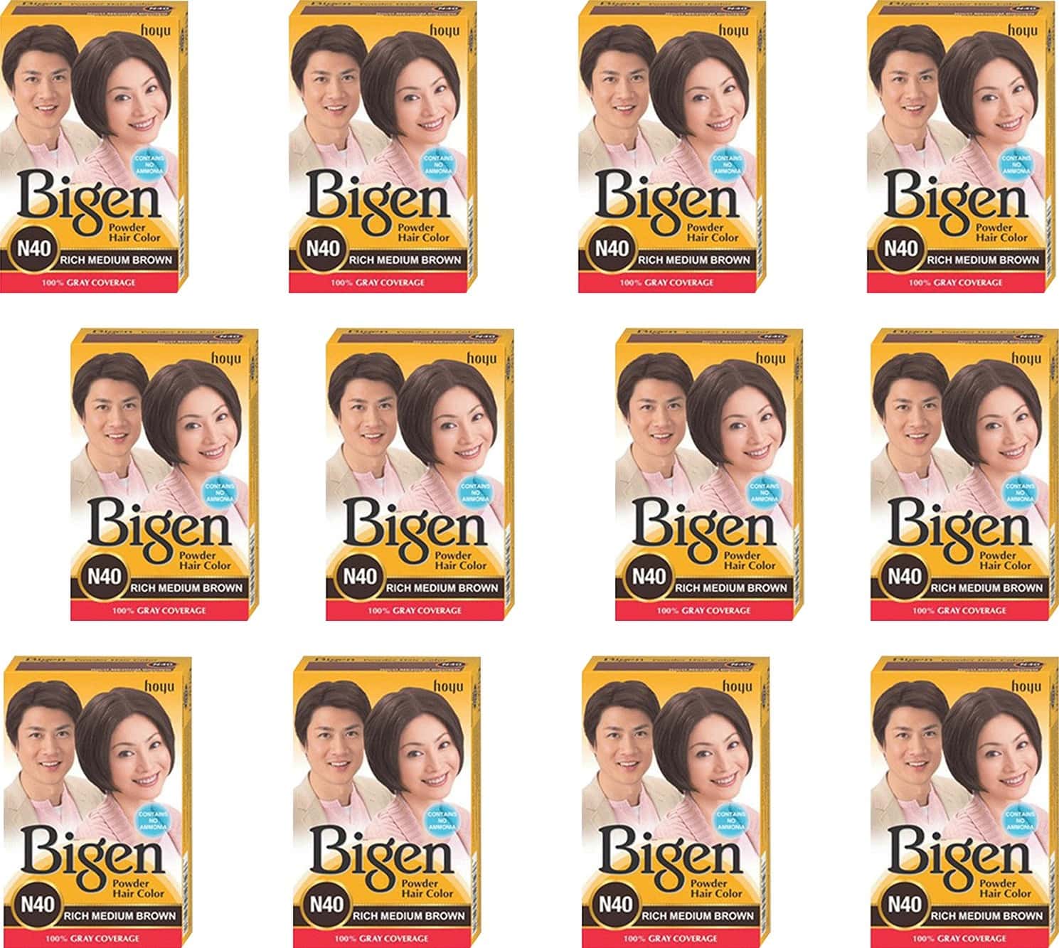 Bigen Powder Hair Color | Medium Brown N40 (6g | Pack Of 12)