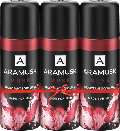 Aramusk Musk Deodorant Body Spray For Men - Pack Of 3 (150 Mlx3)