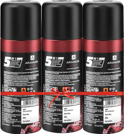 Aramusk Musk Deodorant Body Spray For Men - Pack Of 3 (150 Mlx3)