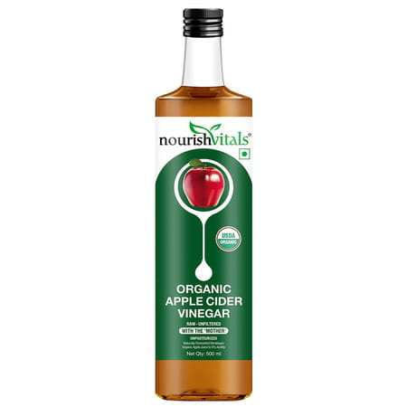 Nourishvitals Usda Organic Apple Cider Vinegar - Raw | Unfiltered With Mother Vinegar - 500ml