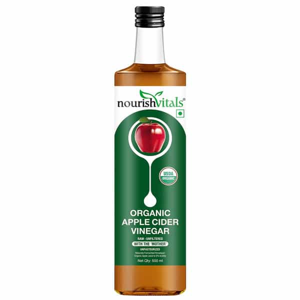 Nourishvitals Usda Organic Apple Cider Vinegar - Raw | Unfiltered With Mother Vinegar - 500Ml