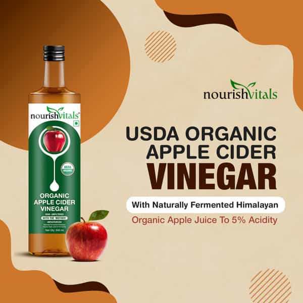 Nourishvitals Usda Organic Apple Cider Vinegar - Raw | Unfiltered With Mother Vinegar - 500Ml