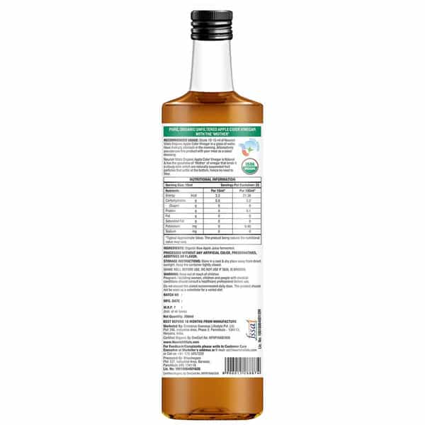 Nourishvitals Usda Organic Apple Cider Vinegar - Raw | Unfiltered With Mother Vinegar - 500Ml